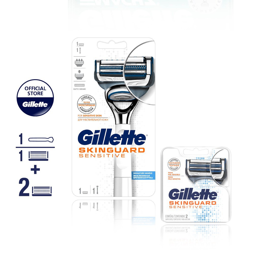 Combo dao cạo râu Gillette Skinguard 1UP + lưỡi Gillette Skinguard 2S