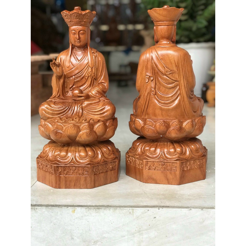 Tượng phật Địa Tạng Vương Bồ Tát bằng gỗ hương cao 30 cm