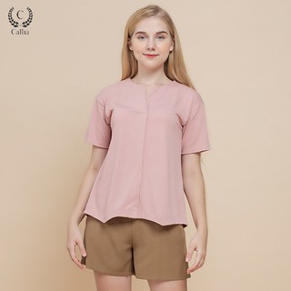 Áo thun nữ Callia cổ v đắp Hami