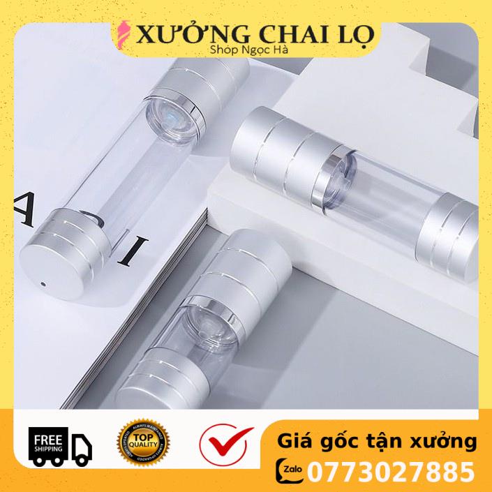 Chai Chiết Mĩ Phẩm ❤ GIÁ RẺ NHẤT ❤ Chai hút chân không trong suốt Nắp Bạc 15ml , chai xịt giọt chiết kem .