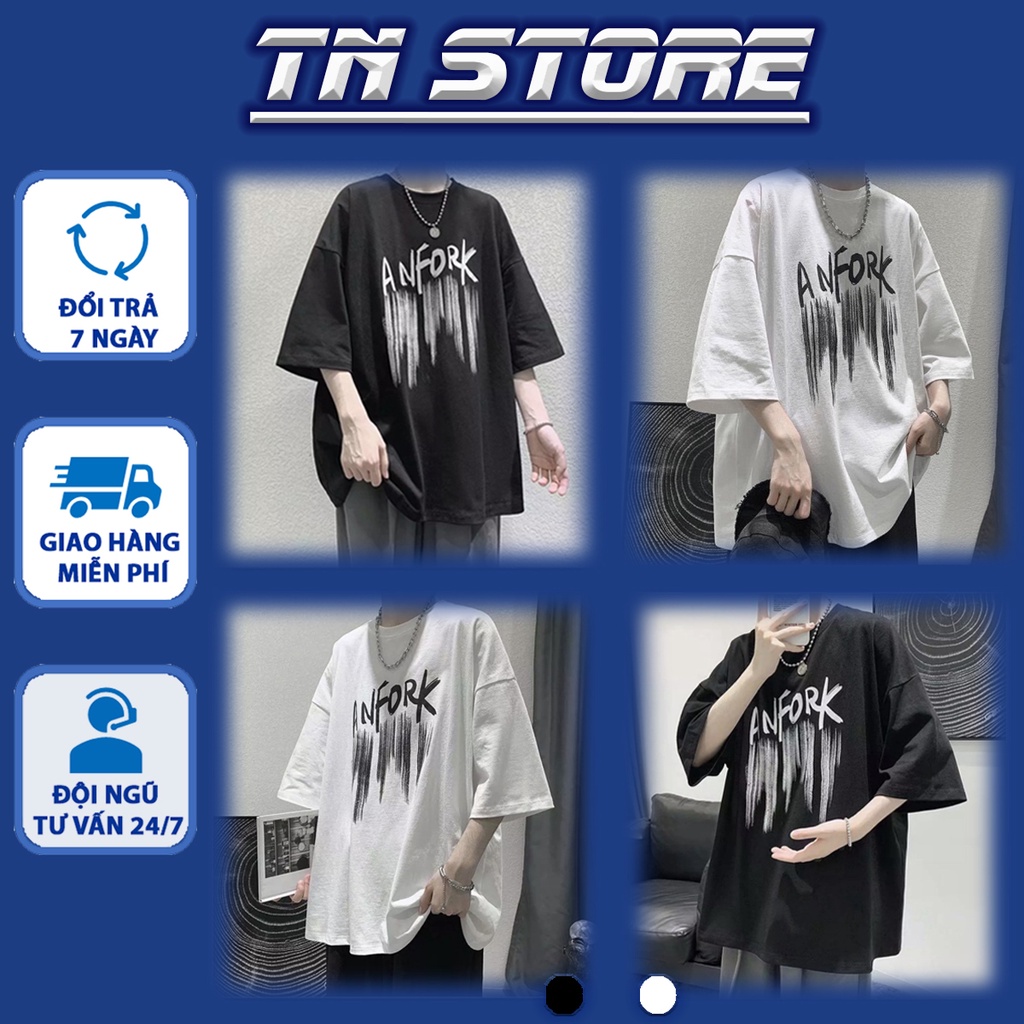 Áo thun tay lỡ form rộng ANFORK Unisex, Áo đôi nam nữ chất cotton dày dặn - TNStore