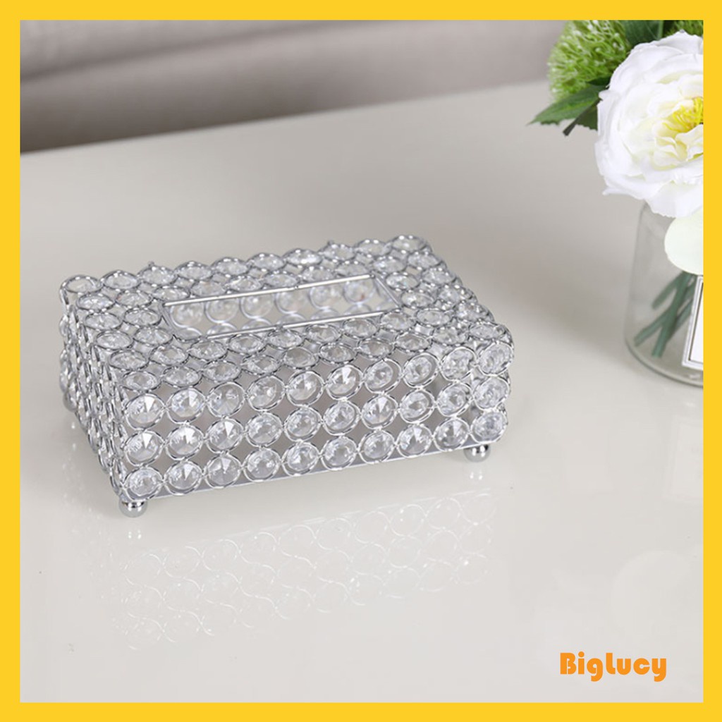 Hộp Tròn Pha Lê Đựng Khăn Giấy Trang Trí Nội Thất