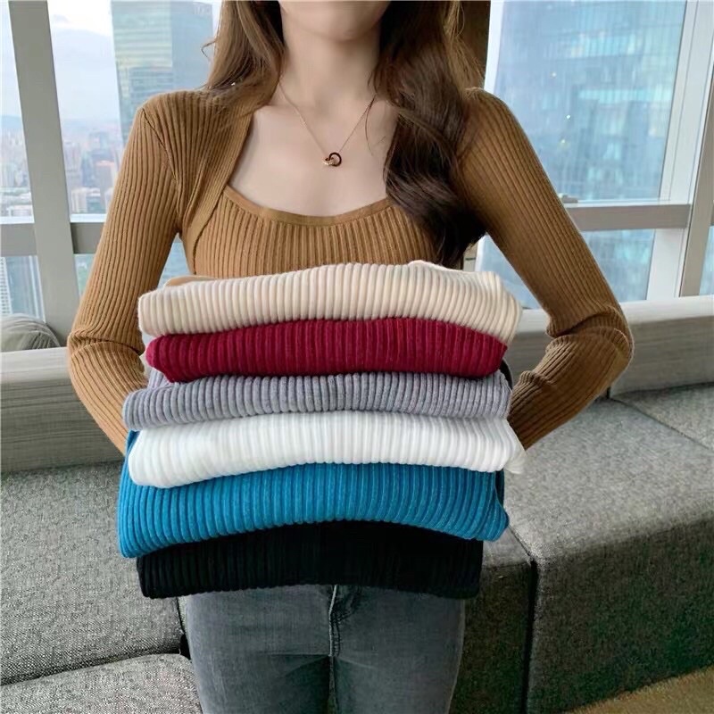 Áo Len Tăm Cổ Vuông ôm body full 7 màu thời trang | BigBuy360 - bigbuy360.vn