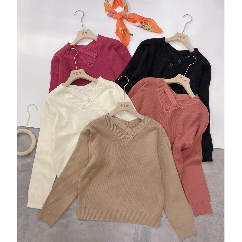 XẢ ÁO LEN NỮ CAO CẤP CỔ TIM ĐAN CÚC QUẢNG CHÂU AL8198 | BigBuy360 - bigbuy360.vn