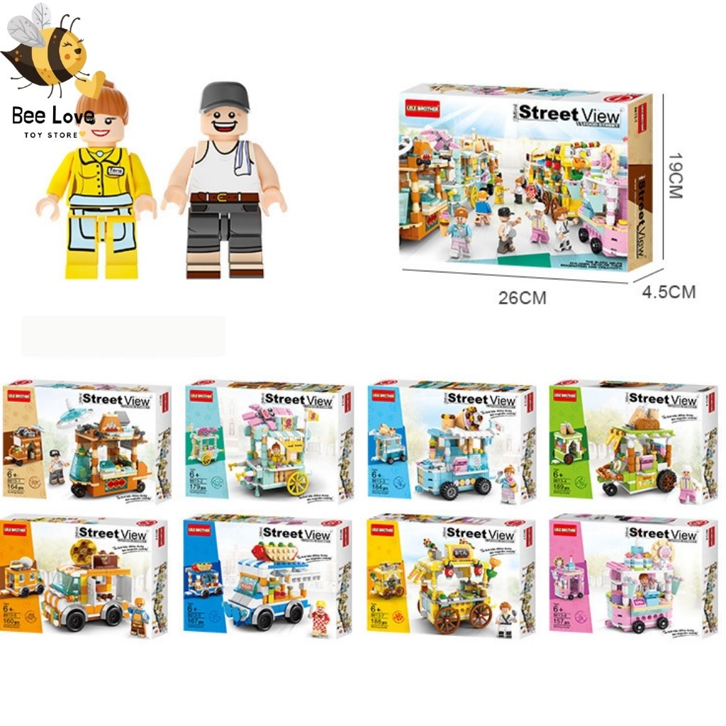 Đồ chơi lắp ráp lego xe bán hàng rong nhiều mẫu BL101, bộ đồ chơi xếp hình vui nhộn cho bé trai bé gái sáng tạo BeeLove