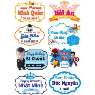 Chibi kèm bảng tên, banner, bảng tên sinh nhật cho bé kích thước 30x40cm để bàn, treo phông, chibi bảng tên sinh nhật