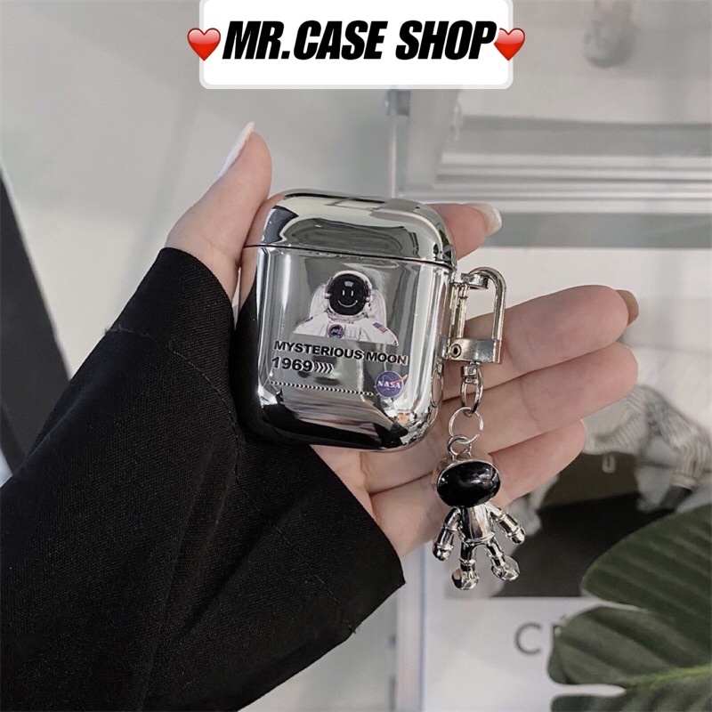 Case Airpods 1/2 /Pro Vỏ Ốp Tai Nghe Hình Phi Hành Gia Tráng Gương Kèm Móc khoá - Mr.Case AirPods