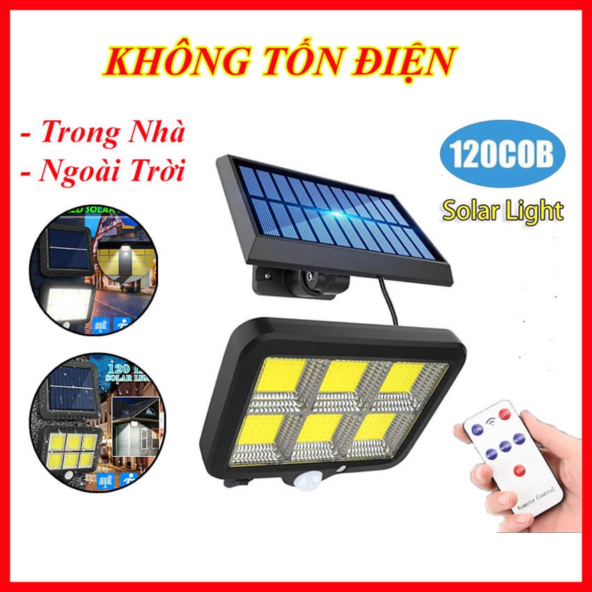 Đèn năng lượng mặt trời 6 Cob 120 Led Pin rời dài 5m kèm điều khiển từ xa 3 chế độ sáng