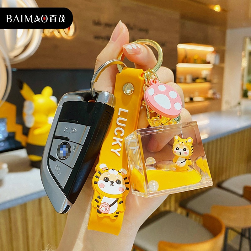 Móc Khóa cute hình vuông pha lê nhân vật hoạt hình đáng yêu, móc chìa khóa, móc túi sách thời trang