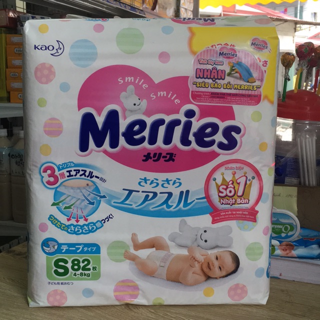 Bỉm Merries S82 miếng cho trẻ 4-8kg