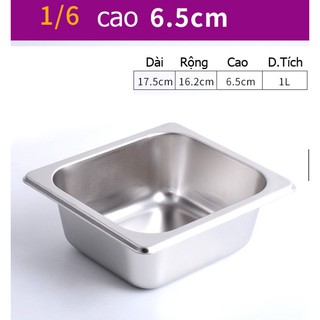 Khay Inox Đựng Thạch Topping Size 1/6 Dung Tích 1L | 1.7L | 2.5L Kèm Nắp
