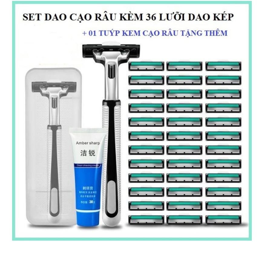 Bộ dao cạo râu nam 36 lưỡi tặng kèm 1 tuýp keo tạo bọt