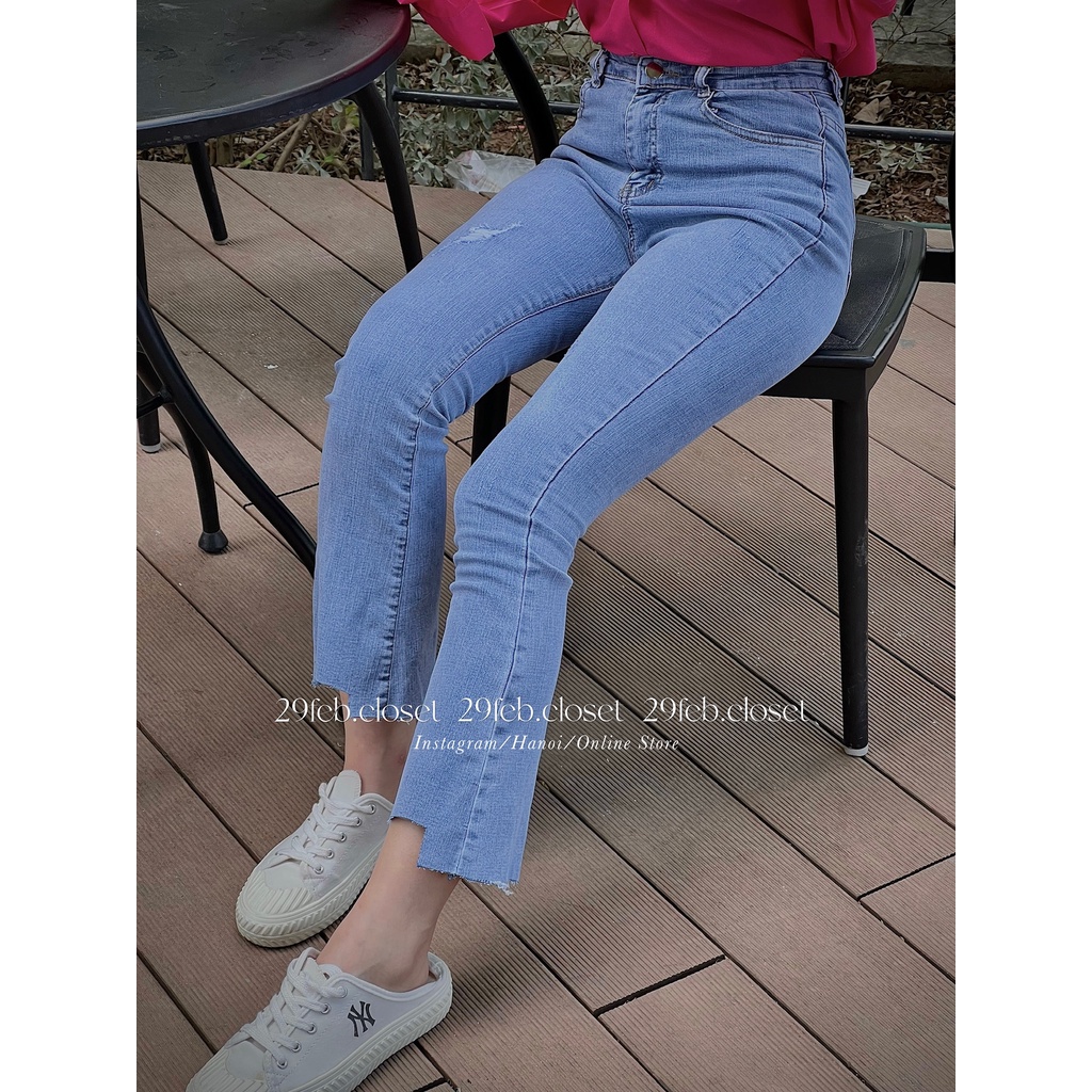 [Ảnh thật/Video] Quần jeans ống loe xước cạp cao co giãn 2478 - 29feb.closet - Q6 | WebRaoVat - webraovat.net.vn