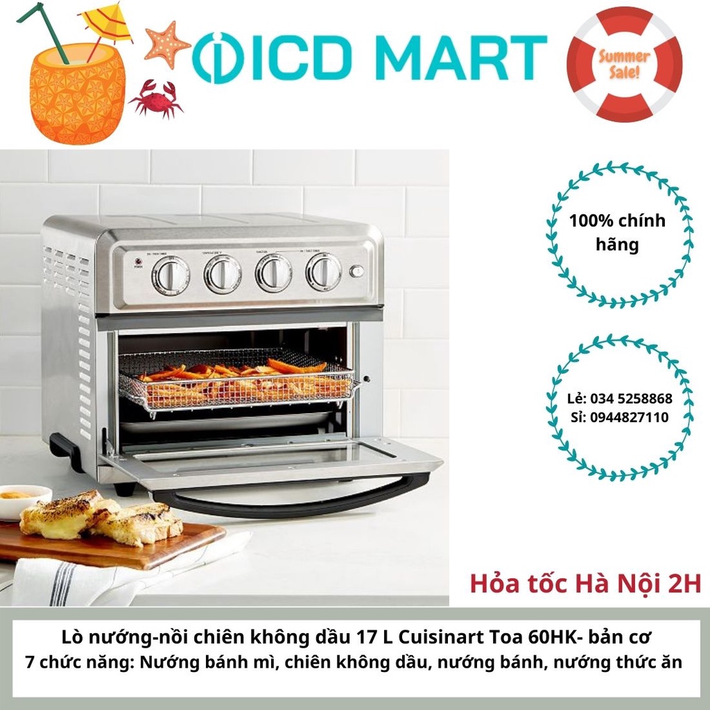 Lò chiên nướng không dầu Cuisinart TOA-60HK (17 lít), hàng Mỹ, Sx tại Trung Quốc, bảo hành 2 năm-Cuisinart Air Fryer