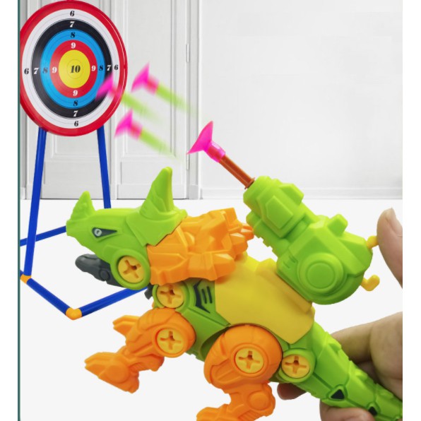 Đồ Chơi Trẻ Em Lắp Ráp - Lắp Ghép khủng Long Có Trang Bị Thêm Súng Bắn Dính Tường quà tặng cho bé