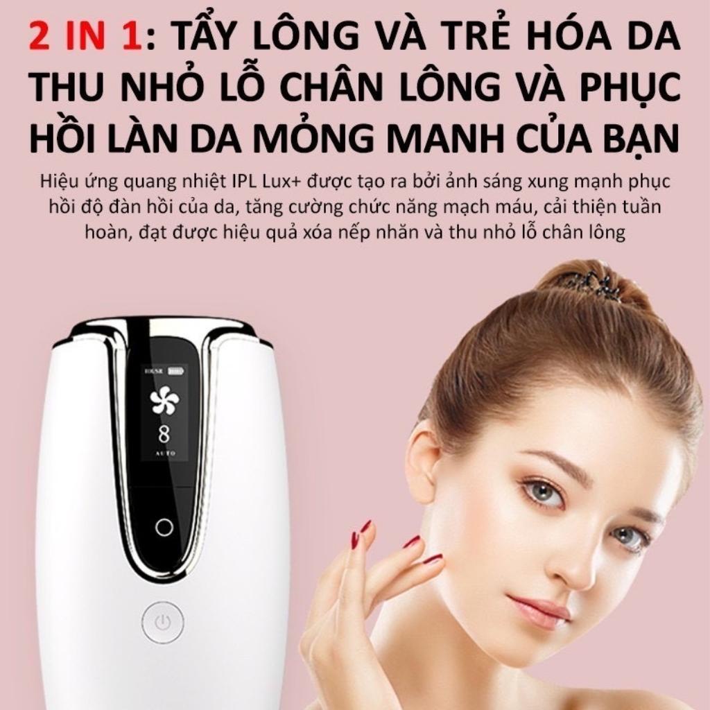 Máy Triệt Lông Vĩnh Viễn Mini 8 Cấp Độ Vô Hạn Xung PRIMIUM-Có Trẻ Hóa Da, Tặng Kính+ Gel+Dạo Cạo