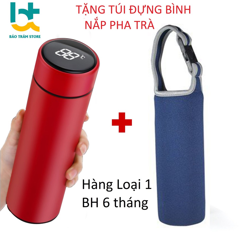 Bình giữ nhiệt hiển thị nhiệt độ cảm ứng 500ml ,nắp ngăn pha trà chất liệu inox 304 phủ sơn chống xước bảo hành 6 tháng