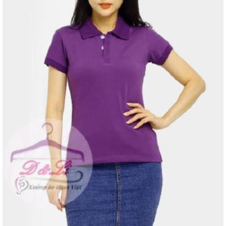 ! Áo thun có cổ NỮ, áo phông nữ cổ trụ màu TÍM HUẾ size 42kg đến 65kg thun cá sấu 4 chiều cao cấp đẹp giá sỉ . 💝 👕 ea