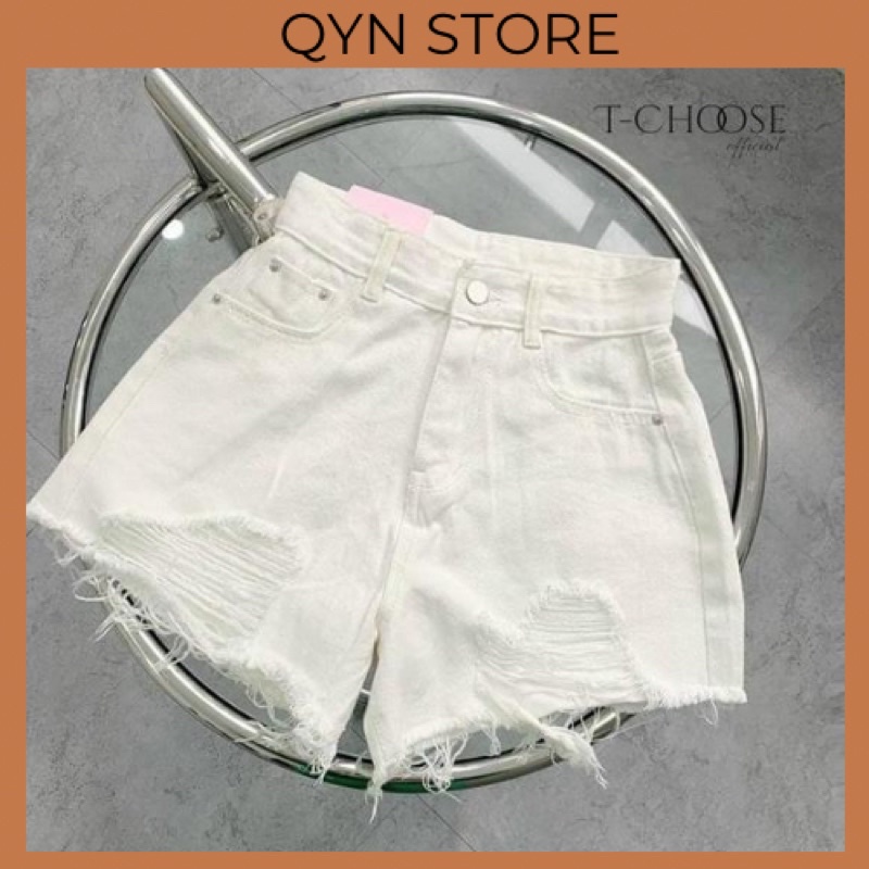Quần short jeans nữ lưng cao rách kiểu (ảnh + clip thật)