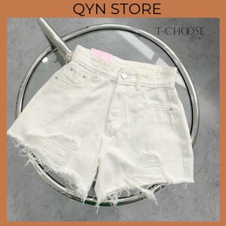Quần short jeans nữ lưng cao rách kiểu