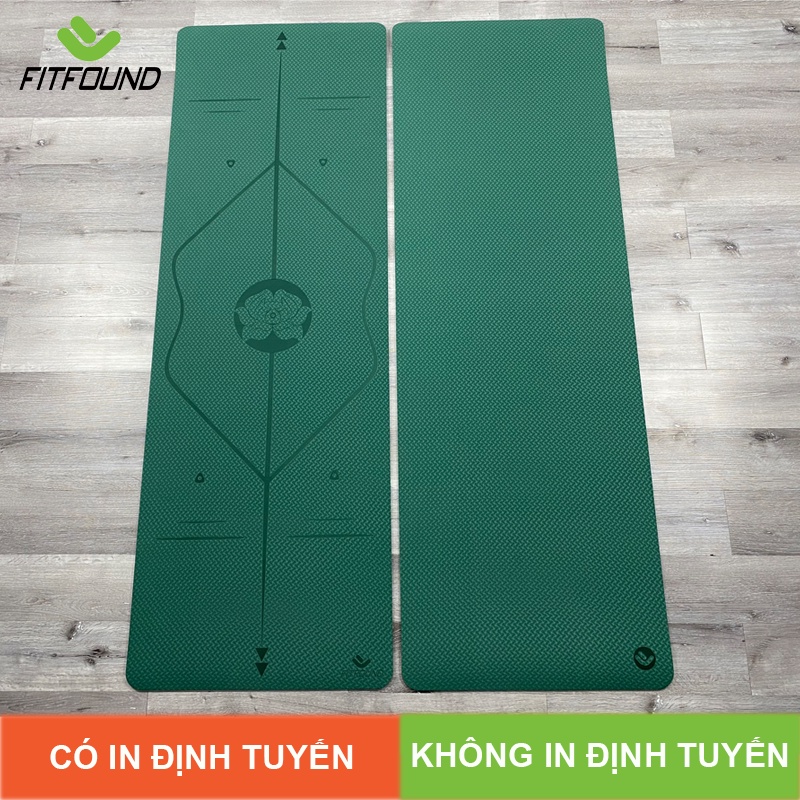 Thảm tập yoga gym pilates Thể Dục  tpe 6mm in kẻ định tuyến chống trơn trượt tặng kèm dây cột thảm - yoga mat