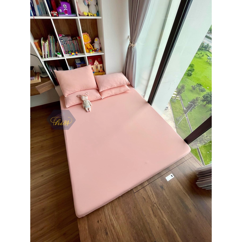 Bộ ga thun lạnh hồng ánh cam pastel cực xuất sắc 2109DRL004