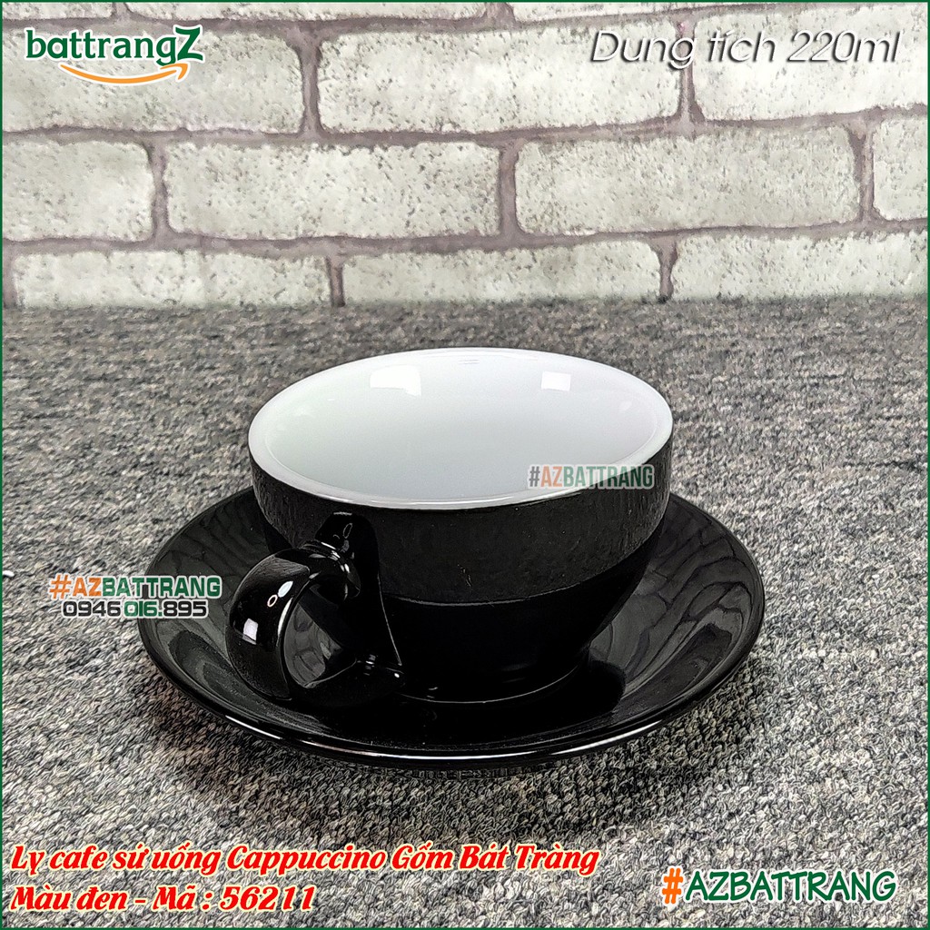 Ly tách sứ uống cafe pha máy Cappuccino màu đen Gốm Bát Tràng