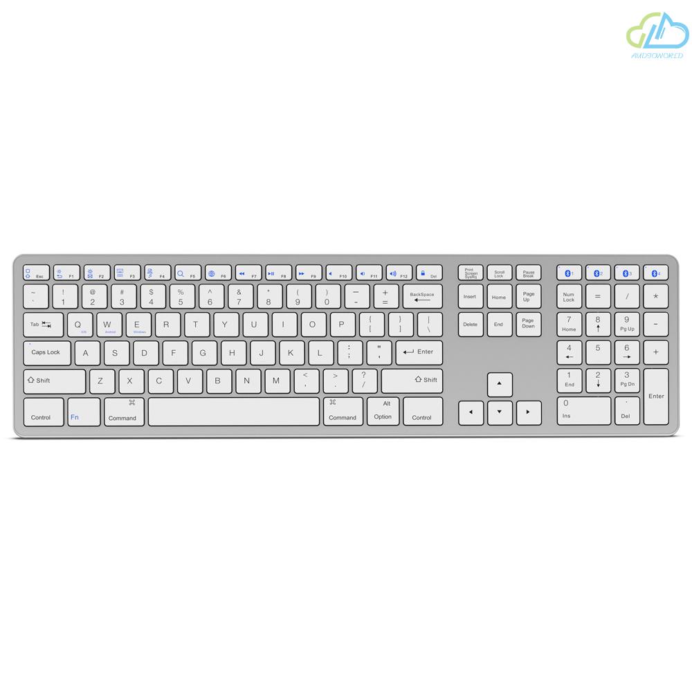 Bàn Phím Bluetooth Không Dây 109 Phím Màu Bạc Cho Ios / Android / Windows