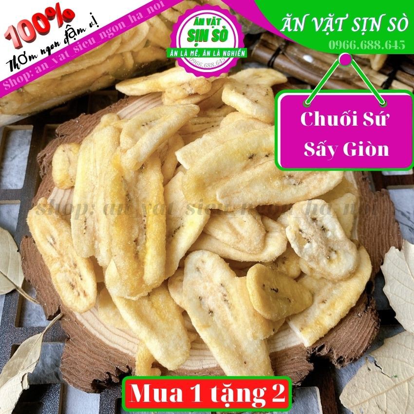 300g Chuối Sấy Giòn, Chuối Sứ Sấy Giòn ăn cực mê Tiệm đồ Ăn Vặt SỊN SÒ Thơm Ngon Đậm Vị