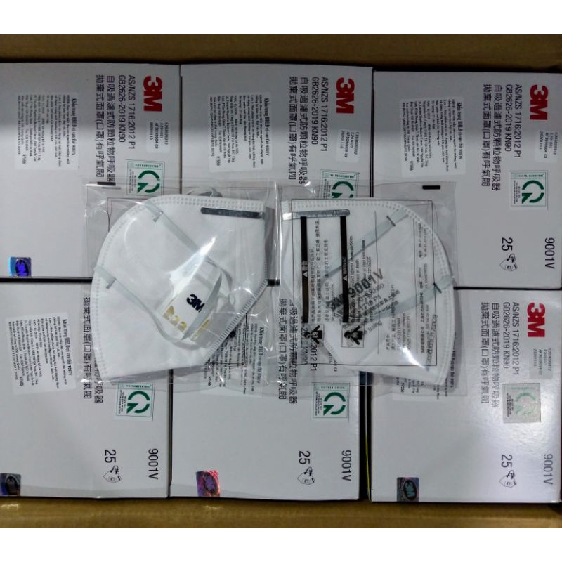 Khẩu trang 3M 9001V chính hãng USA có van thở với màn lọc KN90 - P1 lọc bụi mịn 2.5PM | BigBuy360 - bigbuy360.vn