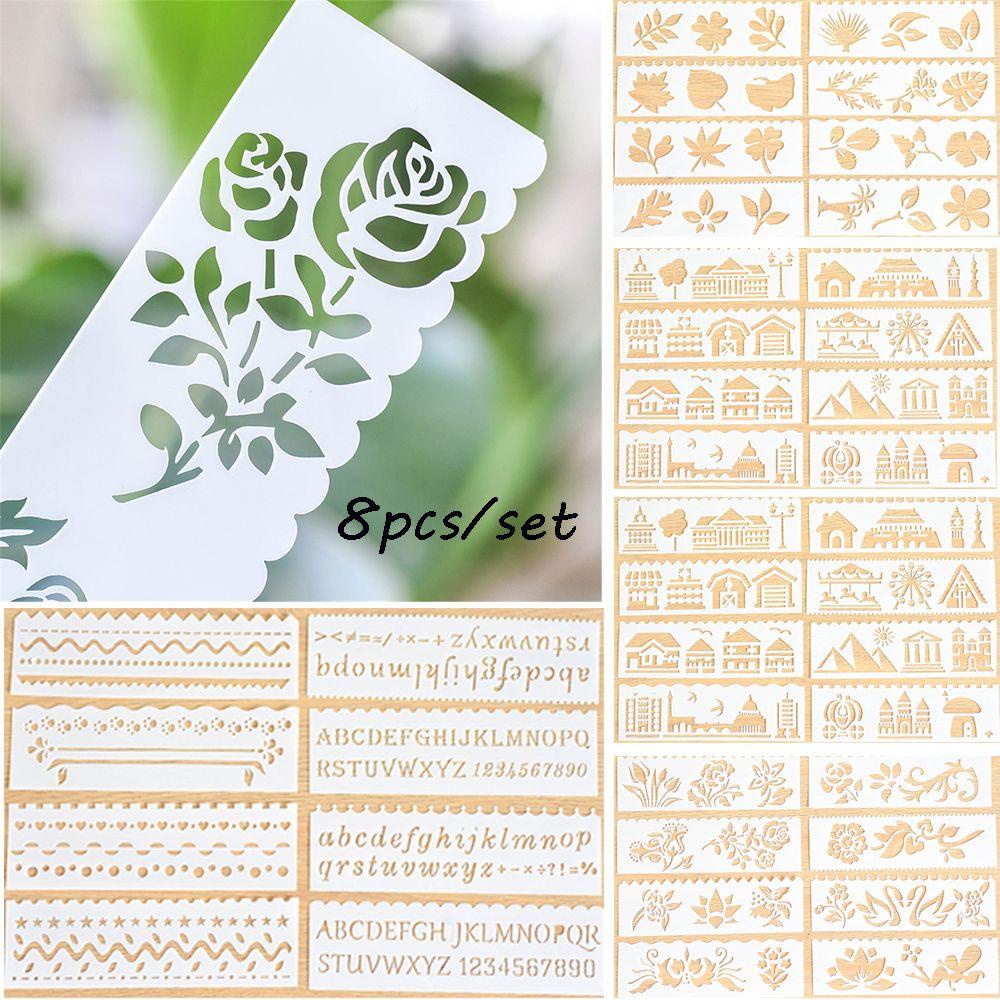 LET Set 8 Tấm Thẻ Giấy Dập Nổi Họa Tiết Trang Trí Album Thủ Công DIY