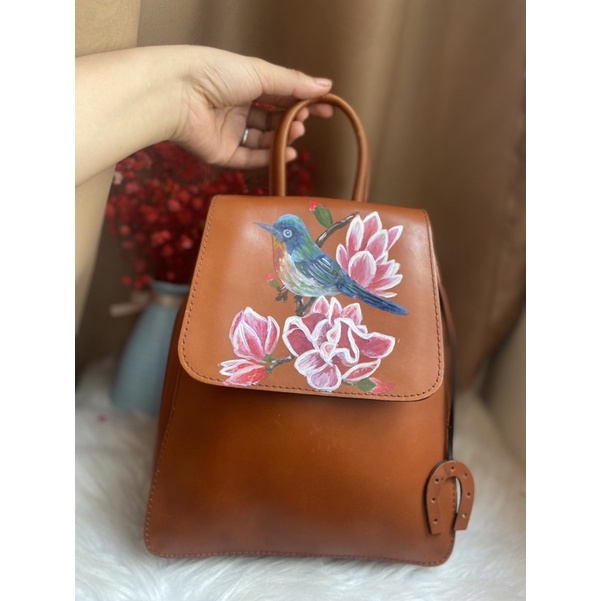 Balo mini mộc vẽ tay sơn dầu