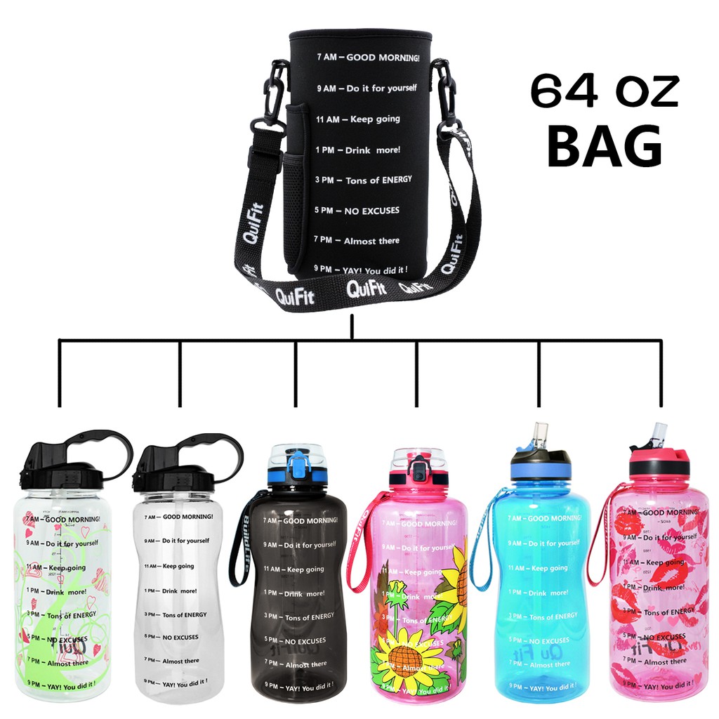 Túi bọc bảo vệ bình nước QUIFIT 2L bằng vải có dây đeo vai tiện dụng