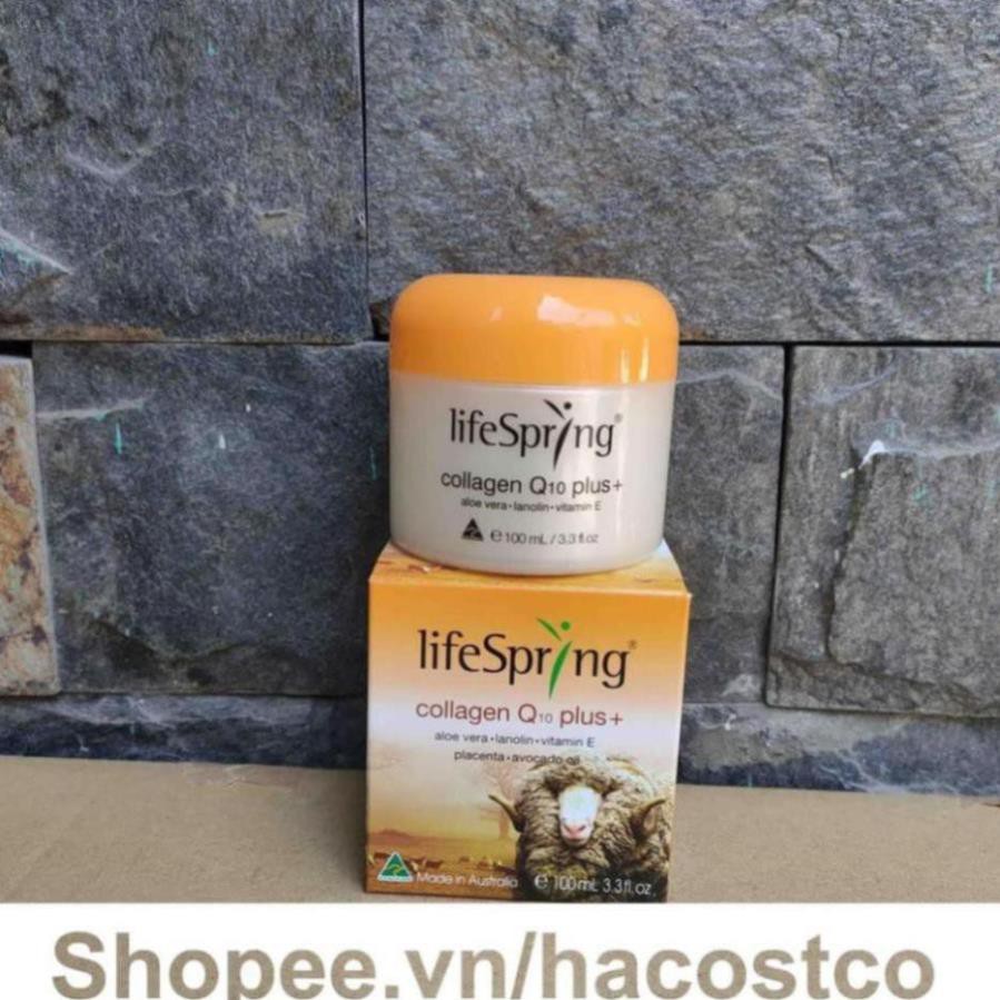 Kem Nhau Thai Cừu LifeSpring Collagen Q10 Plus Giúp Mờ Thâm Nám 100ml của Úc