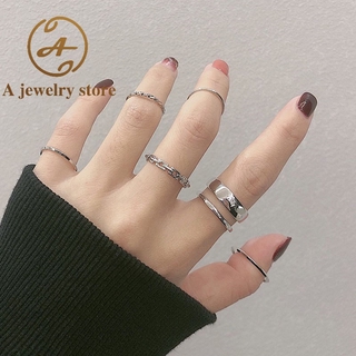 Set 7 Nhẫn Đeo Tay Kim Loại Mạ Vàng Cá Tính Cho Nữ