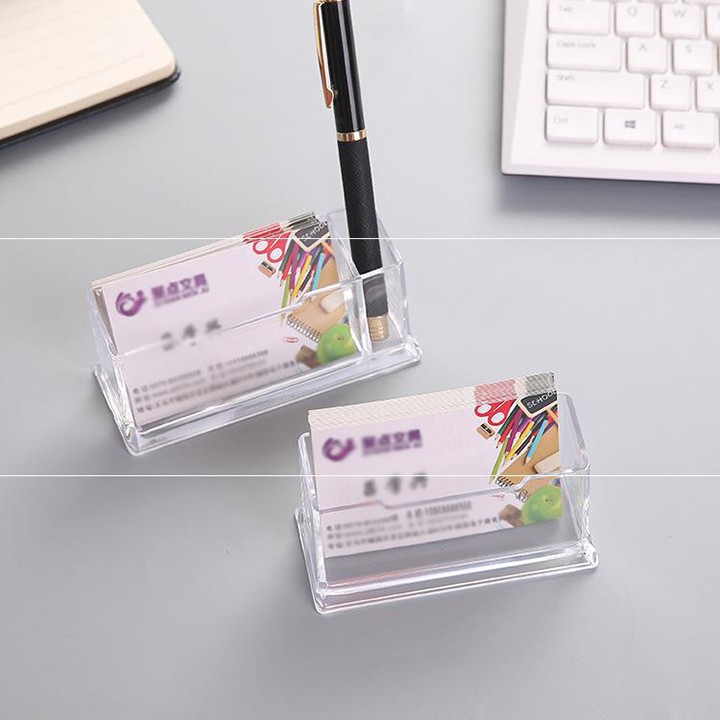 Hộp kệ đựng card bút thẻ ATM vé xe bus Clear Desktop Business Card Holder nhỏ gọn cho văn phòng