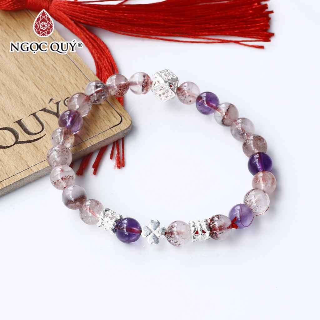 Vòng SS phối charm cỏ 4 lá bạc - Ngọc Quý