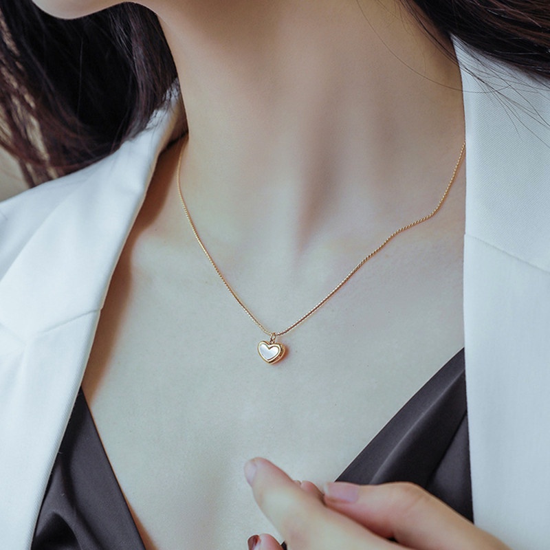 dây chuyền nữ Hàn Quốc Hình trái tim bằng thép không gỉ Nữ bằng thép không gỉ Vòng cổ bằng titan Trang sức thời trang thanh lịch