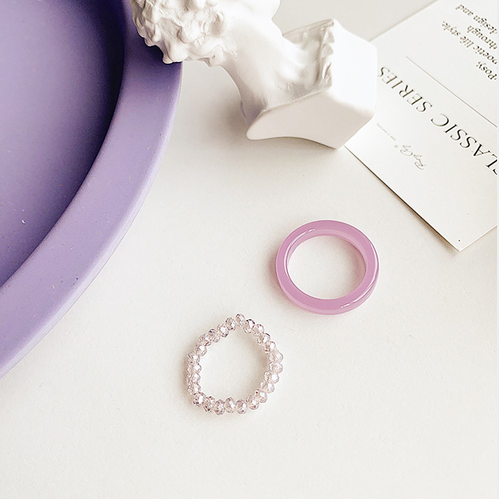 Set 2 Nhẫn Đính Hạt Phong Cách Vintage Dành Cho Nữ