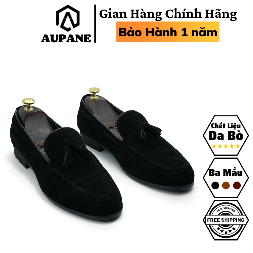 Giày lười da lộn nam da bê bảo hành 12 tháng kiểu dáng Tasseled Loafer - T406