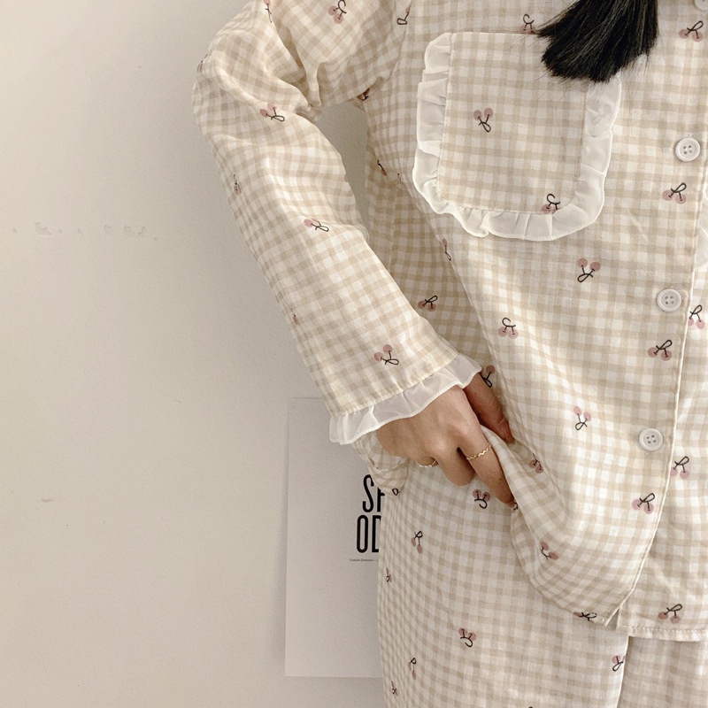 Bộ Đồ Ngủ Nữ Mặc Ở Nhà  Quần Áo Dài Tay Vải Cotton Mùa Xuân Thu Đông Dễ Thương Giá Rẻ BĐN59