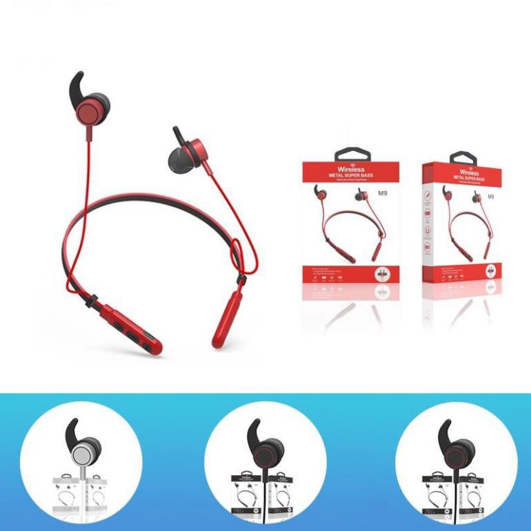 Tai nghe bluetooth Relax 4.2 thể thao có dây đeo cổ M9 tích hợp Mic đàm thoạiSIÊU HOT HOT