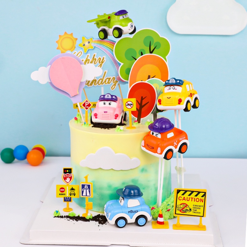 Set trang trí 6 xe oto con sắc màu