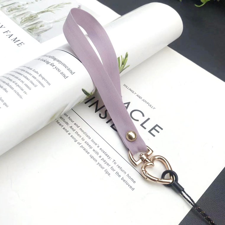 Mobile Dây Đeo Điện Thoại Dạng Ngắn Bằng Lụa Màu Trơn Có Khóa Trái Tim