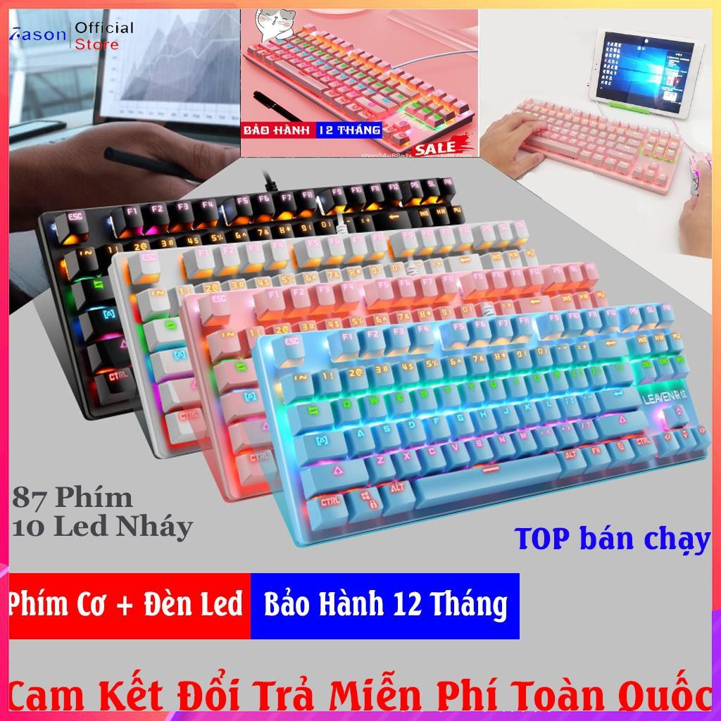 Bàn Phím Máy Tính, Bàn Phím Cơ Gaming LEAVEN K550 Chống Nước, Tích Hợp Đèn Led Đồi 10 Chế Độ Nháy Bảo Hành 12 Tháng