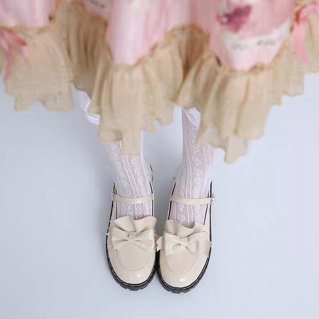 (sẵn trắng 35) Giày Lolita đính nơ, khoá trái tim phong cách nữ sinh Nhật Bản (ORDER) L8 | BigBuy360 - bigbuy360.vn