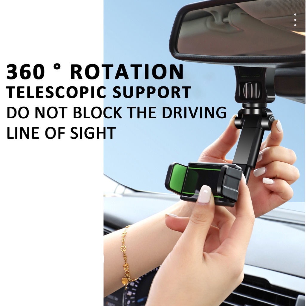 Giá Đỡ Điện Thoại Xoay 360 Độ Gắn Kính Chiếu Hậu Xe Hơi / Xe Máy