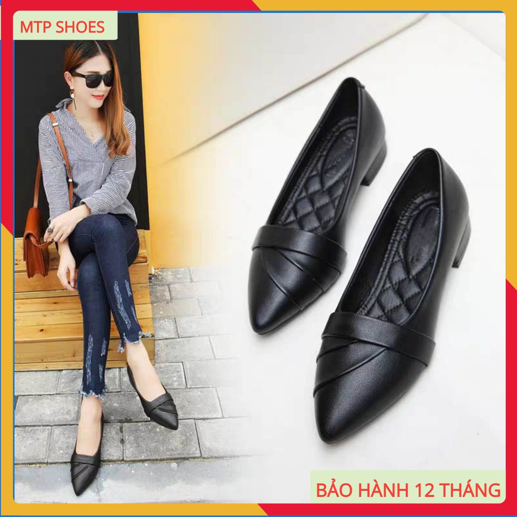 Giày búp bê nữ ❤FREESHIP❤ giày công sở nữ đế vuông 2cm chất da lỳ cao cấp siêu mềm - BB01