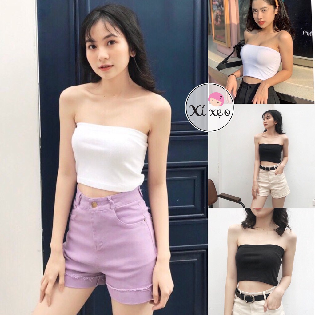 Áo quây ngực thun dáng ôm màu trơn nữ croptop không dây xixeoshop - V23