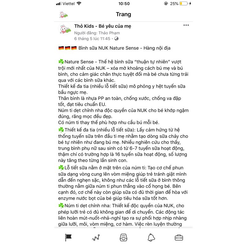 Bình sữa NUK Nature Sense - Hàng Nội Địa Đức